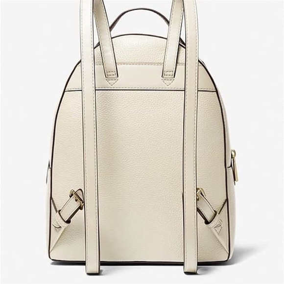Michael Kors Valerie Medium Light Cream Pebbled Leather Backpack - Picture 2 of 12